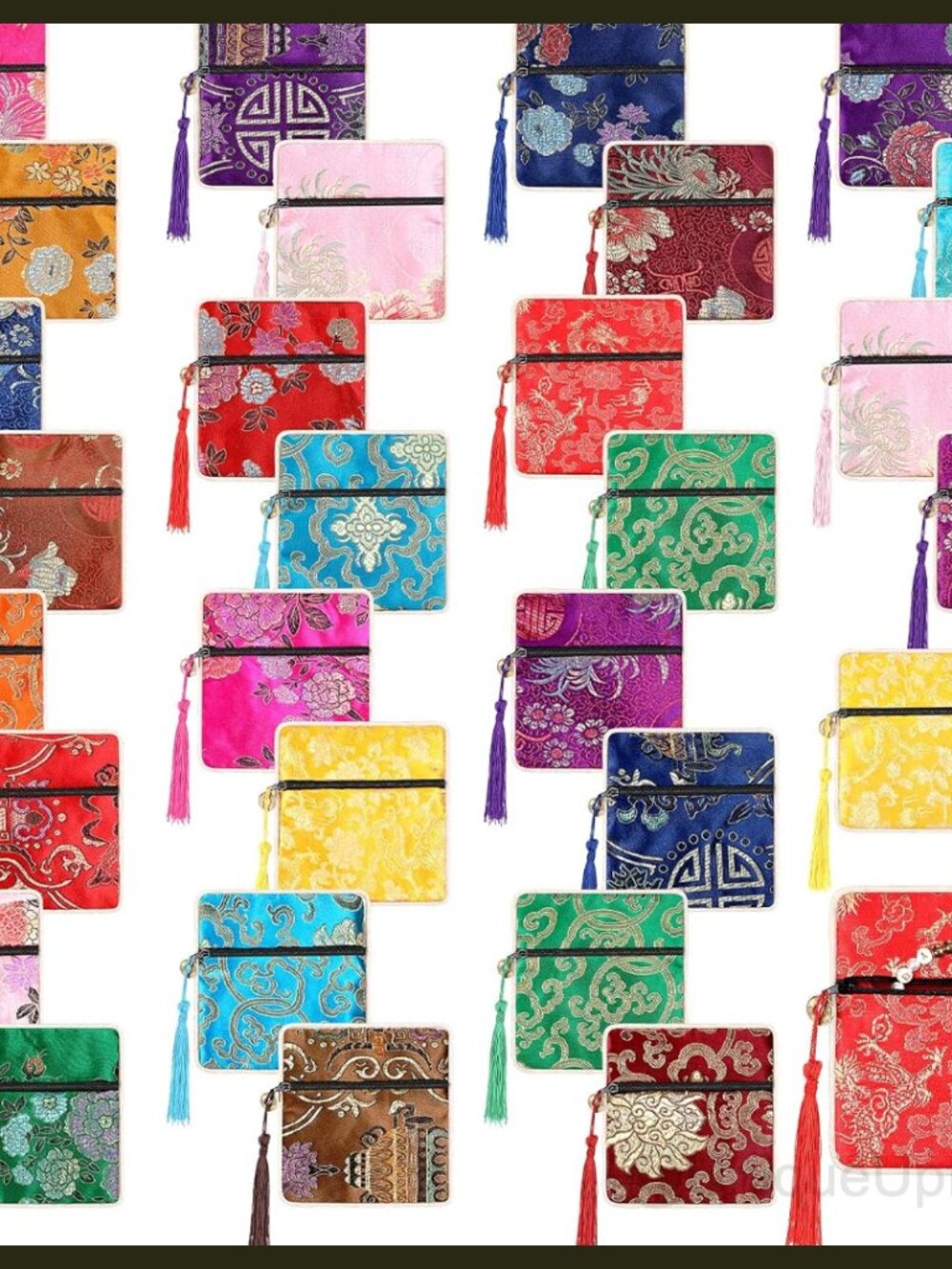 30 Pcs Silk Purse Pouch Chinese Brocade Coin Purse Embroidered Tassel Jewelry